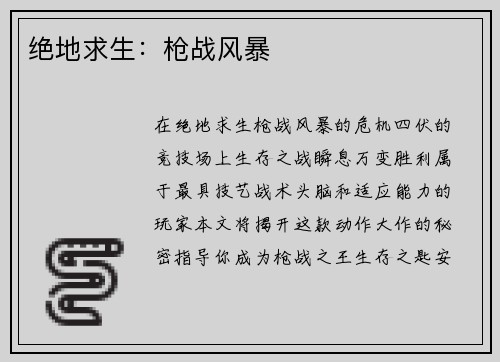 绝地求生：枪战风暴